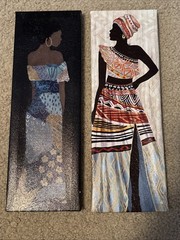 Home Decor 2 Piece Set Of Beautiful Paintings African American Women & Print