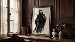 Gothic Skeleton King Scroll Poster Grim Reaper Dark Fantasy Wall Decor Print