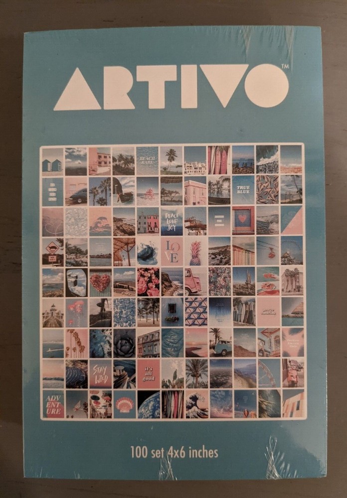 Artivo 100 Printed 4×6 Summer Blue Pink Aesthetic Wall Collage Kit Dorm Room