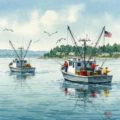 Fishing Boat II, Carlos Casamayor, Wall Decor Art Print Poster 14″ x 11″