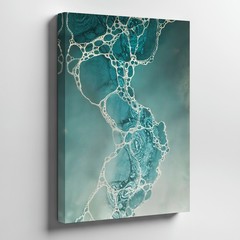 Modern Abstract Teal Blue And White Bubble Canvas Wall Art For Living Room Home