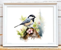 Tit Bird Wall Art Print, Coal Tit and Flowers Print, Wall Decor, Home Decor #14