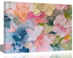 KKJ Pink Abstract Canvas Wall Art, 12 x 16 Inches 16″L x 12″W,