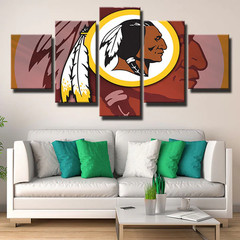 Washington Redskins NFL Football Team Lamination Logo 5 Piece Canvas Wall Art