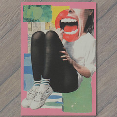Art Print Retro Pop Art Collage Girl Sneakers Big Mouth Bright Colors Poster