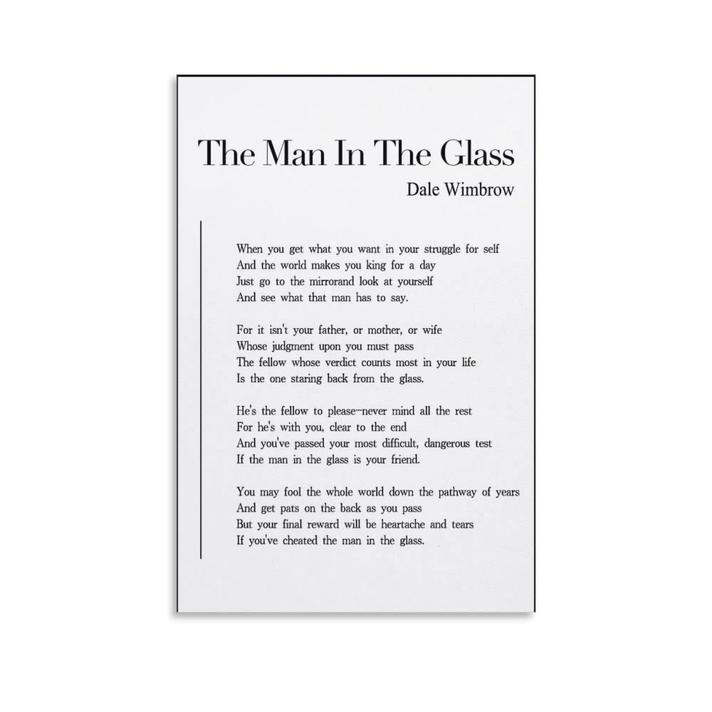 The Man in The Glass Poem Tin Sign Poster Vintage Canvas Wall Art Decor 12″x18″