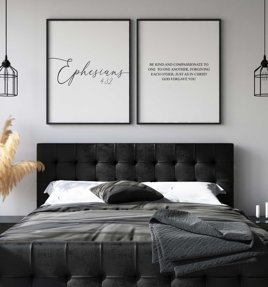 Ephesians 4:32, Bible Verse Quote, Set of 2 Poster Prints, Home Wall Art Décor