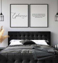 Ephesians 4:32, Bible Verse Quote, Set of 2 Poster Prints, Home Wall Art Décor
