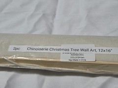 2pc Chinoiserie Christmas Tree Wall Art, 12×15.5 Inches, Built in Hanging Poster
