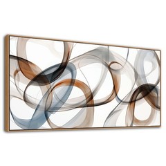 Abstract Wall Art – Framed Canvas for Living 48″L x 24″W, Brown