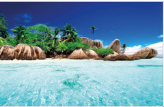 GREAT ART® Poster – Seychelles – Island Paradise Crystal Clear Blue Sky 55 x 39
