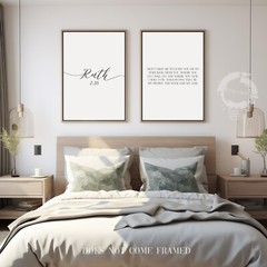 Ruth 1:16, Bible Verse Quote, Set of 2 Poster Prints, Home Wall Art Décor
