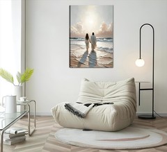 Jesus Canvas Wall Art Jesus Walking on Water with Woman Painting Christian Wa…
