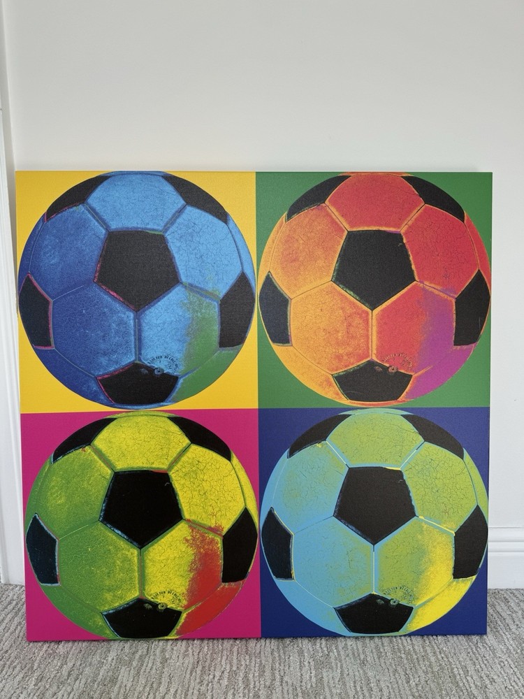 Andy Warhol Style Colorful Soccer Ball Print Wall Art Canvas