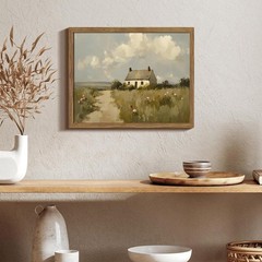 Vintage Framed Cottage Wall Art – Rustic 12×16 Farmhouse Canvas Decor