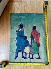 Original Handmade Tanzanian African Batik – Family Scene 20.5″ x 27″ – Unmounted
