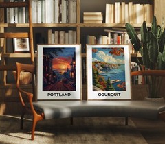 Portland Maine Vintage Style Travel Poster – Home Decor, Wall Art