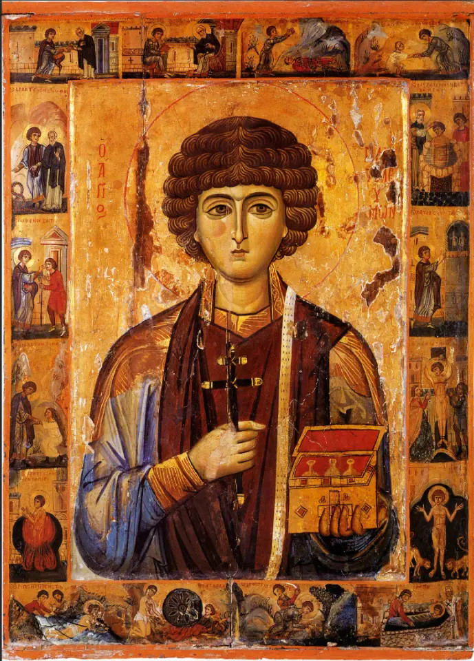 Saint Panteleimon the Healer Great Martyr with Scenes from His Life icon Art