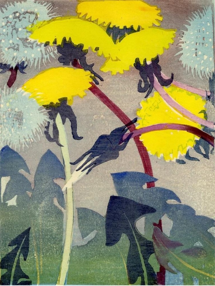Dandelions : Mabel Royds : 1935: woodcut : Archival Quality Art Print