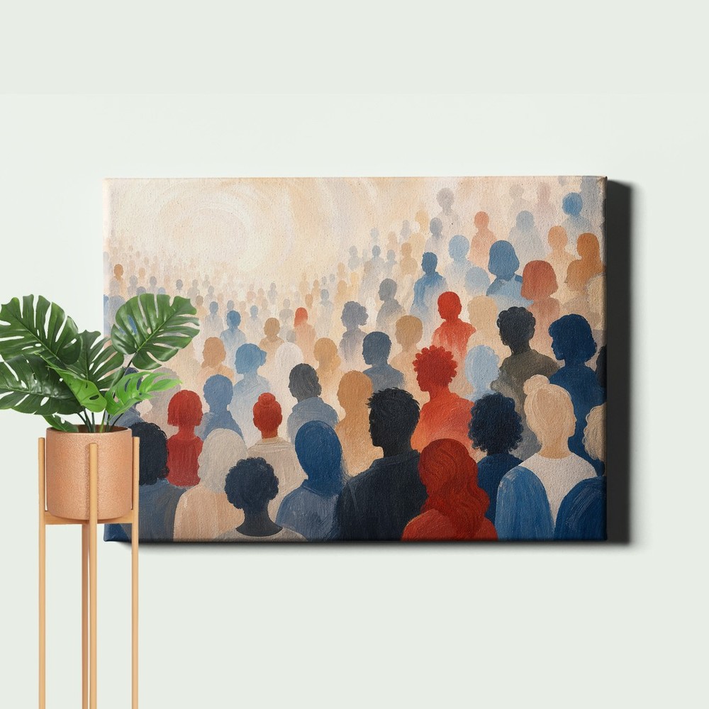 Abstract Crowd People Poster Print Silhouettes Painting