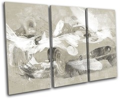 Vintage Racer Paint Abstract Cars TREBLE CANVAS WALL ART Picture Print
