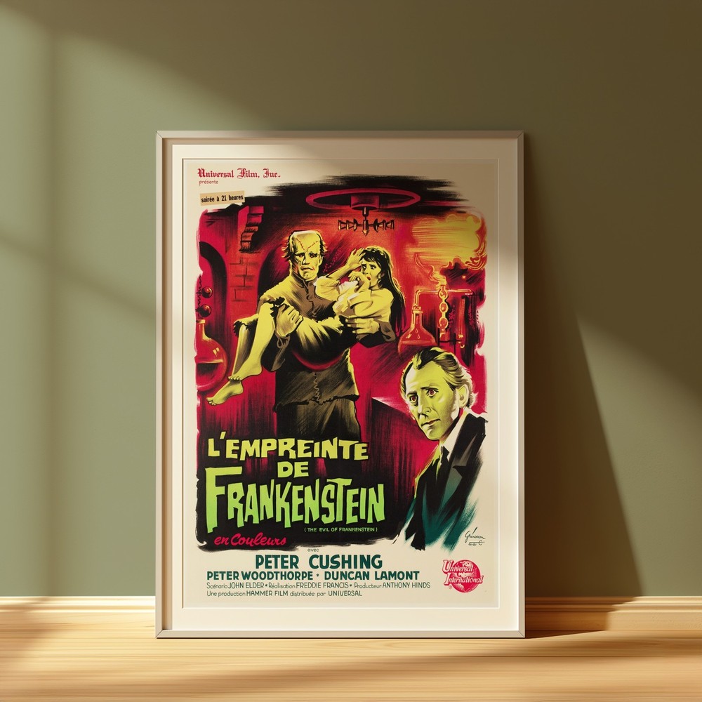 Evil of Frankenstein Movie Poster 1964 French Hammer Horror Vintage Film Art
