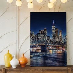 New York City Skyline Night Canvas Wall Art Urban Cityscape Print Home Decor
