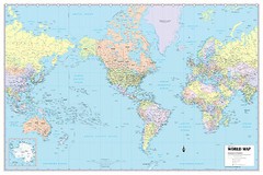 World Wall Map USA Center Poster 36″x24″ Paper, Laminated – 2021