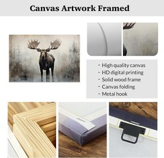Large Moose Wall Art – Rustic Wildlife Canvas Picture, 12×18 for Home Decor
