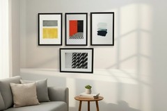 Set Of 4 Modern Framed Art Prints Geometric & Abstract Designs – 20.5″ x 14.5″