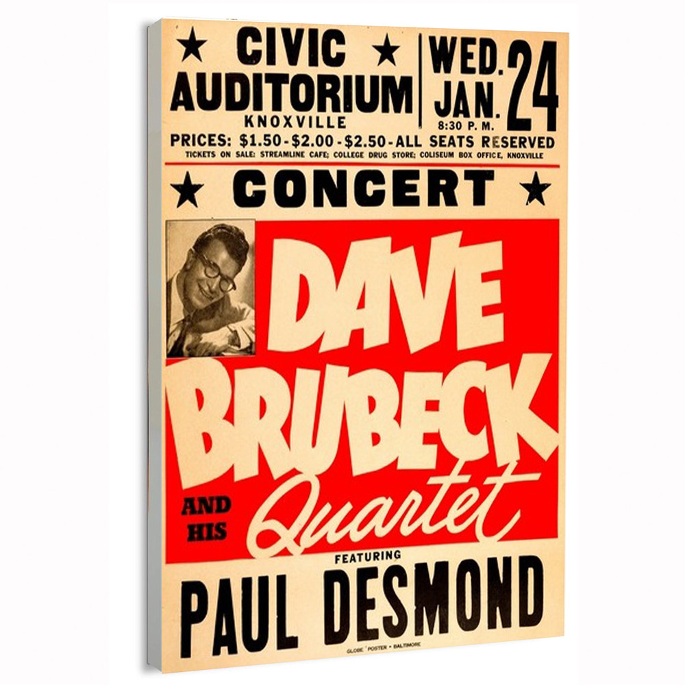 1962 Dave Brubeck Civic Auditorium Movie Poster or Canvas Art Print