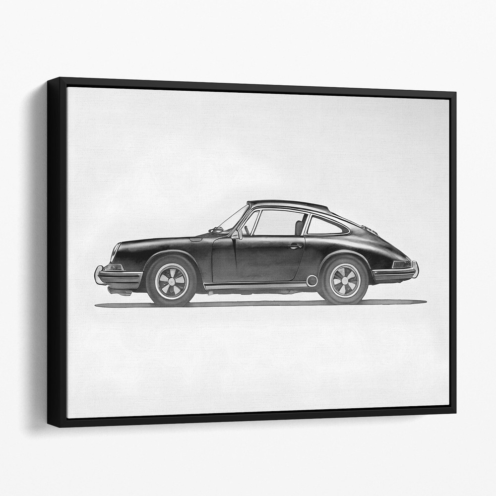 Classic Porsche 911 Drawing Vintage Sports Cars Canvas Wall Art Print