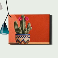 Round Cactus Wall Art Patterned Pot Botanical Decor