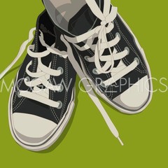 Low tops Black Sneakers, John Golden, Wall Decor Home Art Print 8″ x 8″ 2360