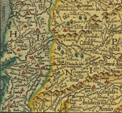 Ancient 1590 One of the Earliest Map Of Spain; 100% Cotton Canvas, Wooden Hanger