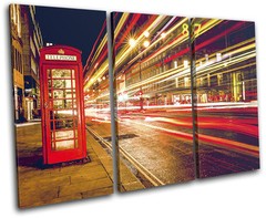 Telephone Box London Street City TREBLE CANVAS WALL ART Picture Print