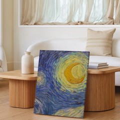 Abstract Textured Moon And Star Night Sky Canvas Wall Art Print For Home Decor