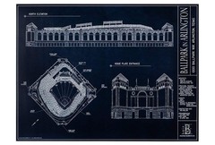 Ballpark in Arlington Blueprint Style Print (Unframed, 18 x 24)