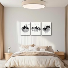 3 Piece Black and White Geometric Wall Art for Living Room Decoration