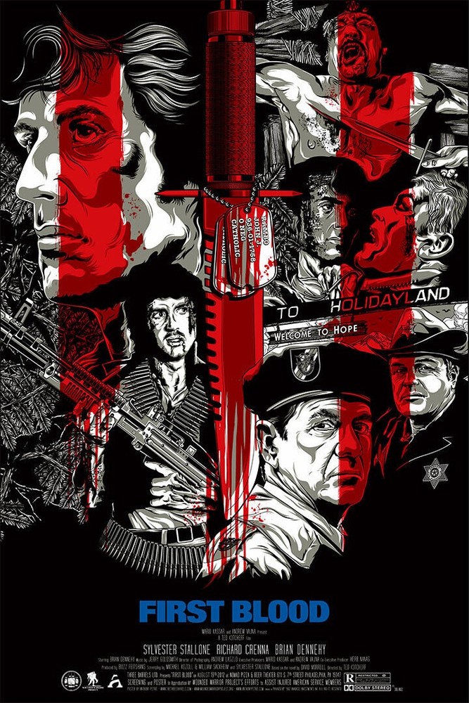 612325 First Blood Movie Stallone Rambo Thriller Action Wall Print Poster