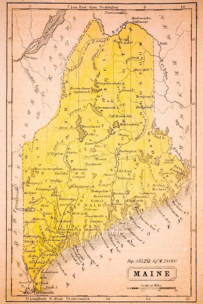 Map of Maine 1852 Vintage Cool Wall Decor Art Print Poster 24×36