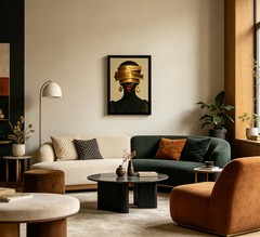 Framed African American Women Canvas Wall Art, Luxury Black Female Figure wit…