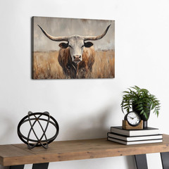 Farmhouse Cow Pictures Wall Decor Longhorn Cattle Canvas Wall Art Western Home D