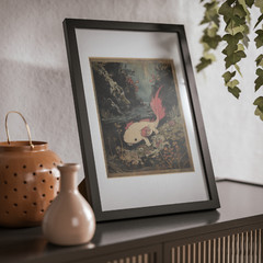 RETRO AXOLOTL Wall Art Print, SALAMANDER Flower Poster, Amphibian Animal Decor