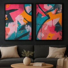 Colorful Abstract Canvas Art: Modern Street Art Decor (US SELLER) 24″x36″