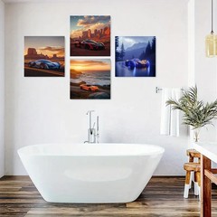 4pcs Exotic Sports Cars Wall Art Canvas Unframed/Framed