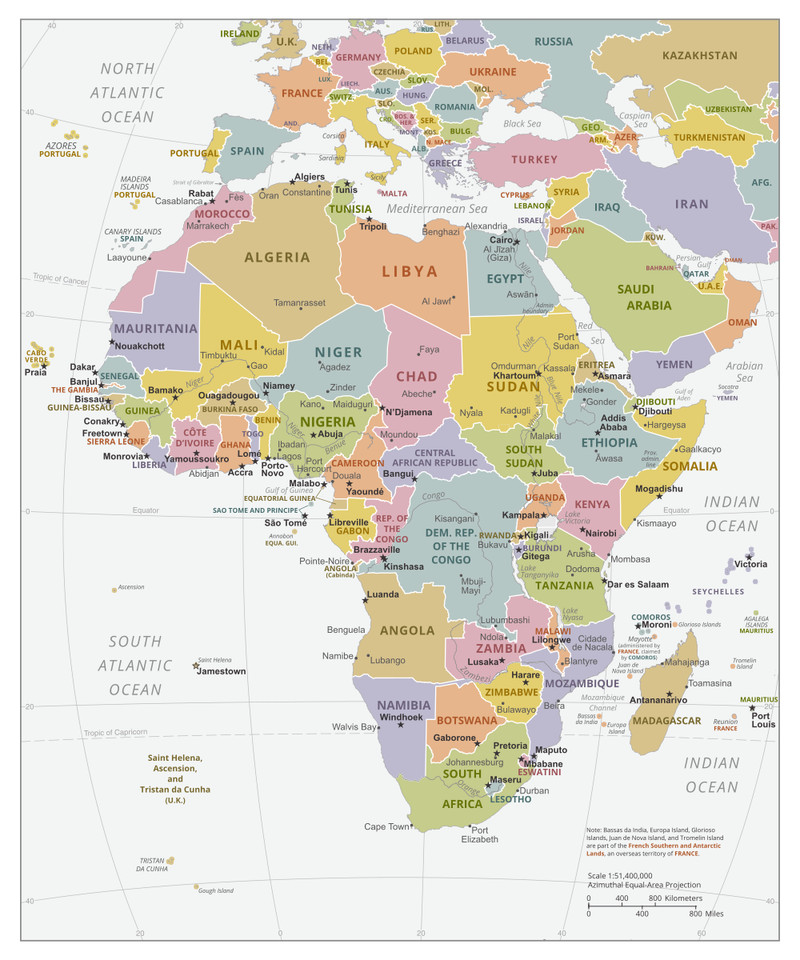 Colorful Africa Map Educational Posters and Art Print 13″ X 19″