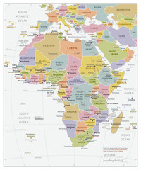 Colorful Africa Map Educational Posters and Art Print 13″ X 19″