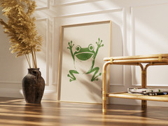 Funny Frog Poster Japanese Minimalist Animal Wall Art Home Decor Gift Print Room
