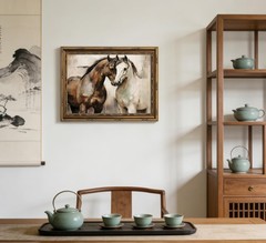 Vintage Gold Framed Horse Wall Art Vintage Horses Painting Picture Wall Decor…